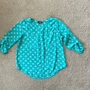 Papermoon for Stitch Fix Green White Sheer Top Sz LP